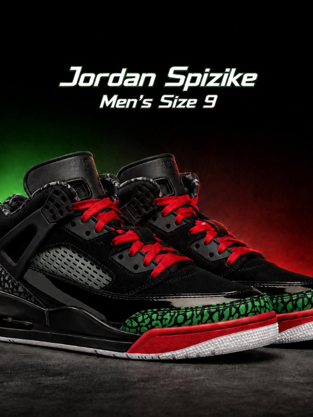 Jordan Spizike Low black varsity red basketball shoes NIB size 9